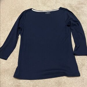 Talbots Pima Cotton Navy 3/4 Sleeve Women's Top
